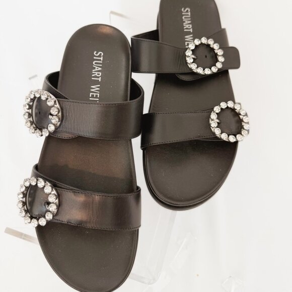 Stewart Weitzman BlingRing Crystal Buckle Slide sz 9 NEW - Picture 2 of 12